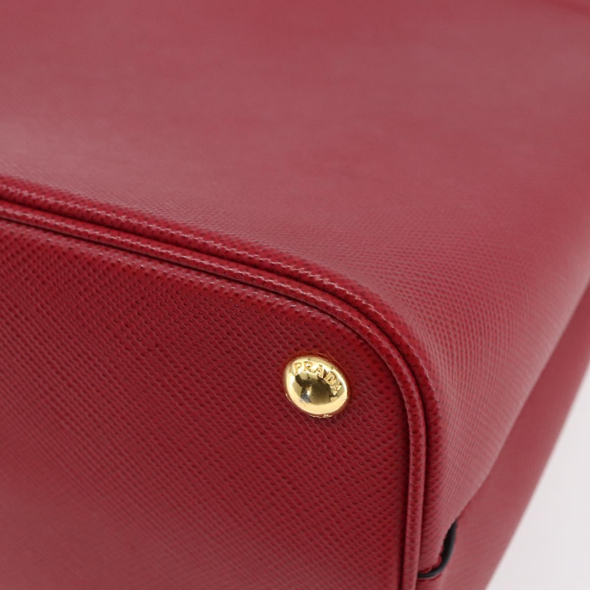 PRADA Panniers Hand Bag Safiano leather 2way Red Gold Auth SW1831V