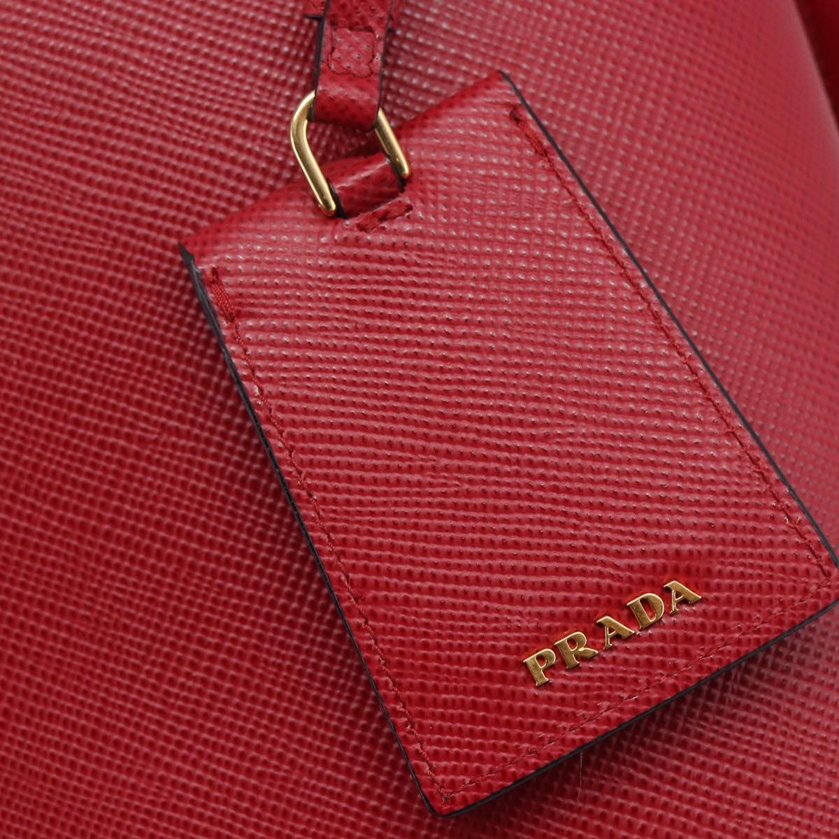 PRADA Panniers Hand Bag Safiano leather 2way Red Gold Auth SW1831V