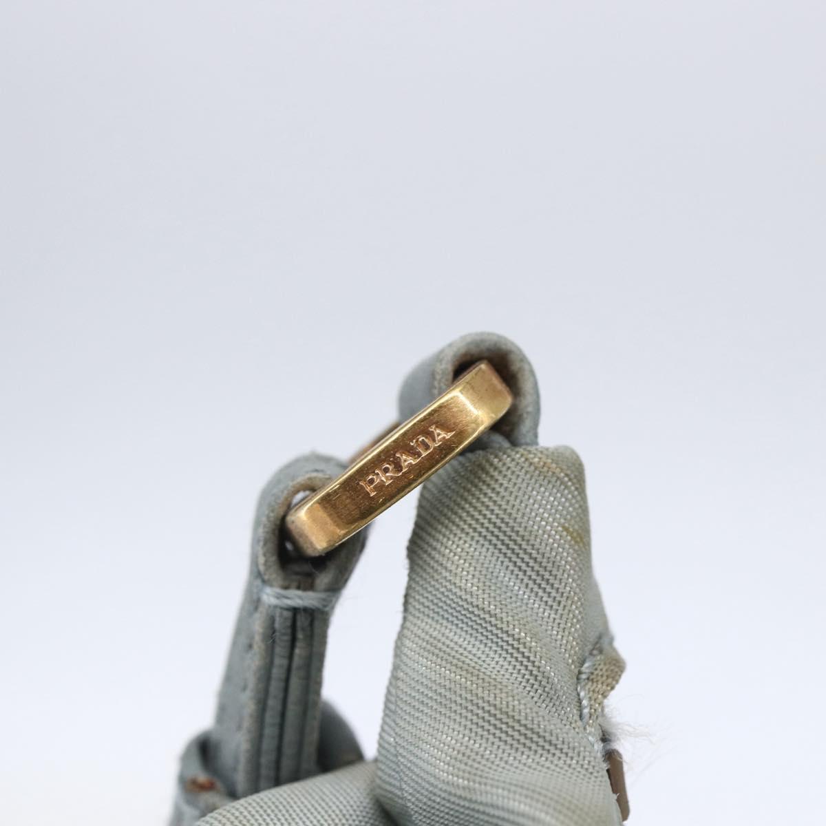 PRADA Chain Shoulder Bag Nylon Light Blue Gold Auth SW1832