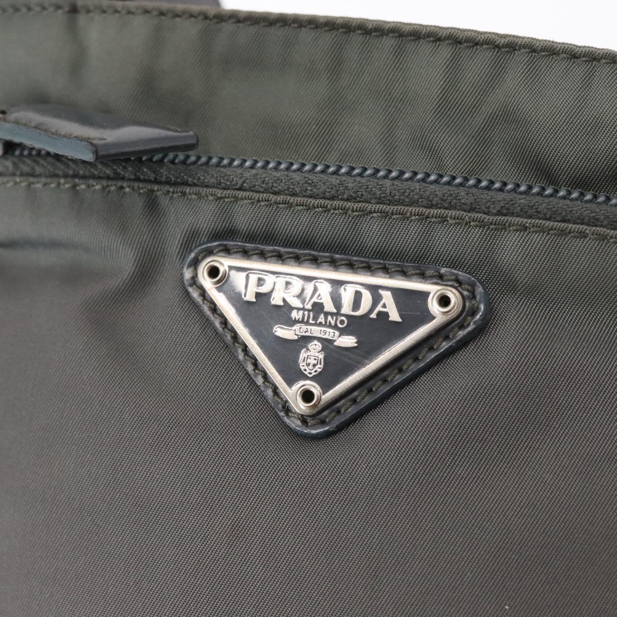 PRADA Shoulder Bag Nylon Gray Silver Auth SW1833