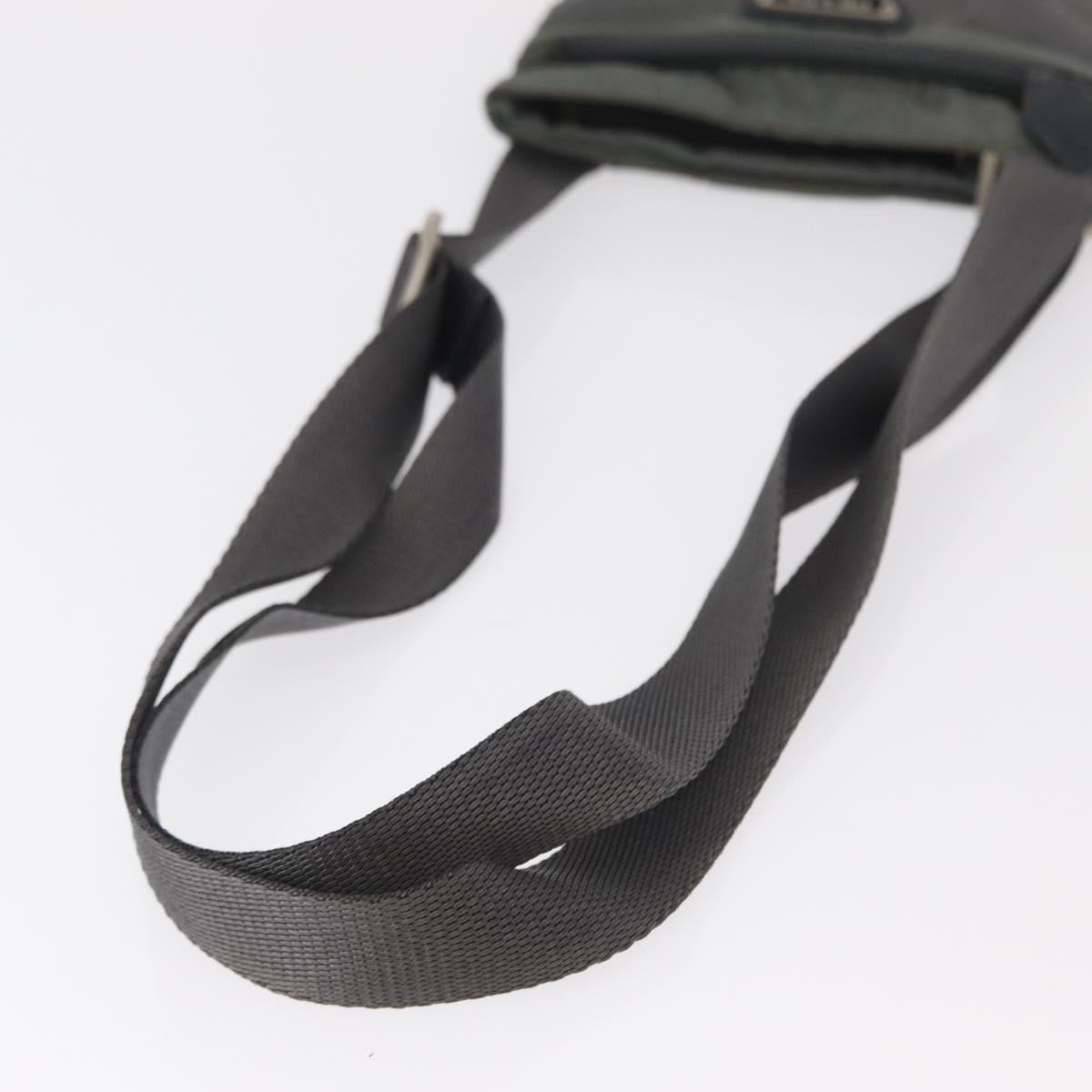 PRADA Shoulder Bag Nylon Gray Silver Auth SW1833