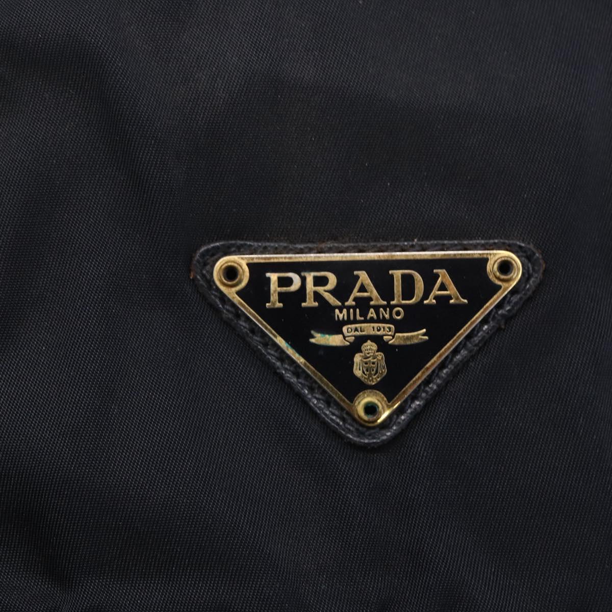 PRADA Chain Shoulder Bag Nylon Navy Gold Auth SW1835