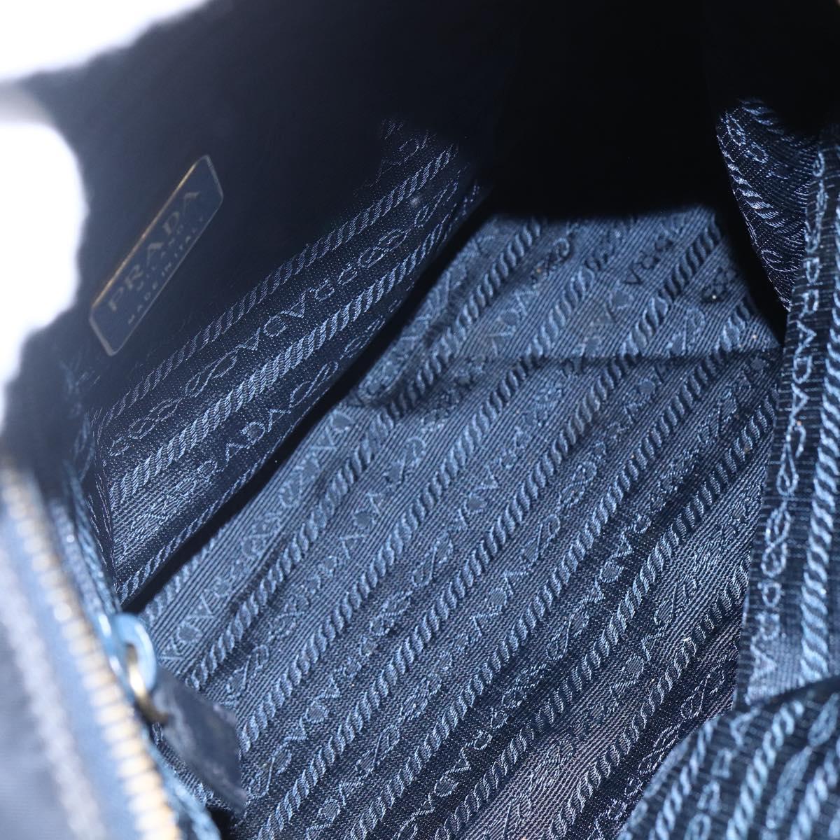 PRADA Chain Shoulder Bag Nylon Navy Gold Auth SW1835