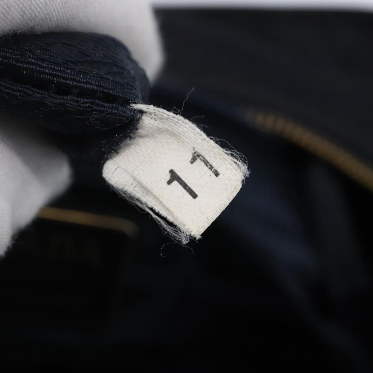 PRADA Chain Shoulder Bag Nylon Navy Gold Auth SW1835