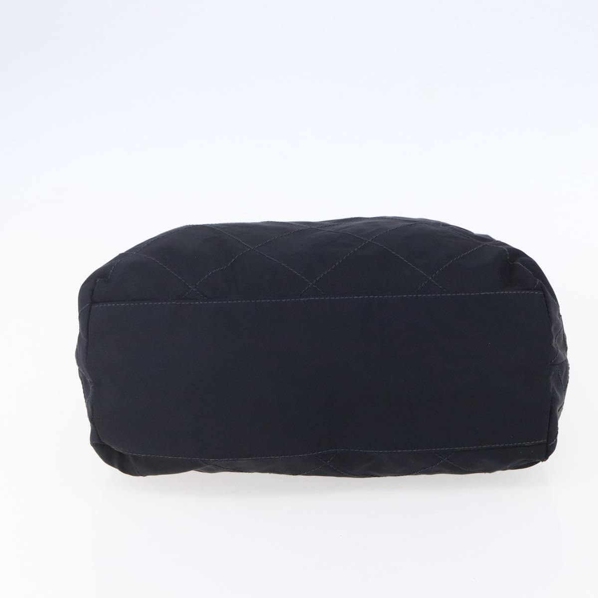 PRADA Chain Shoulder Bag Nylon Navy Gold Auth SW1835