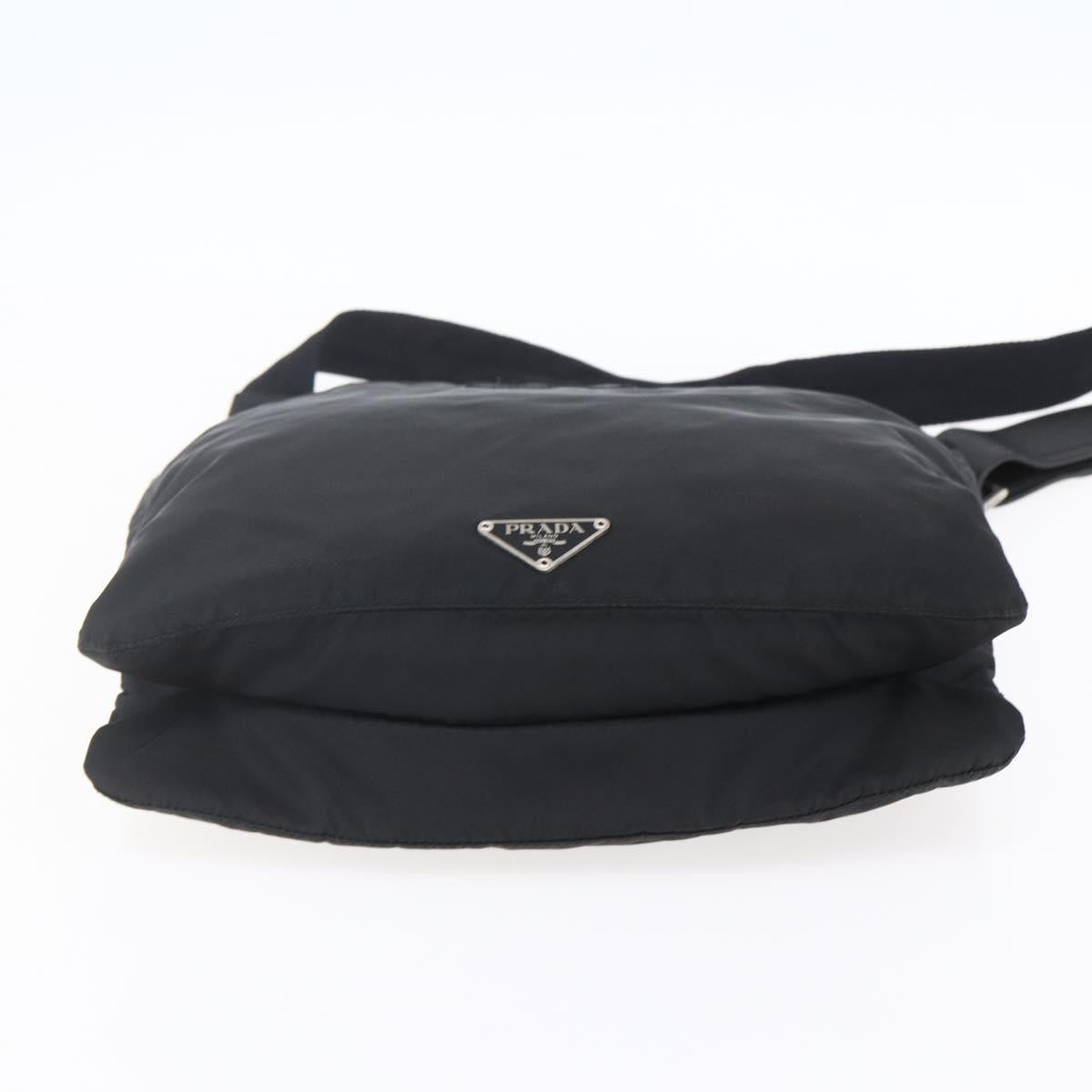 PRADA Shoulder Bag Nylon Black Silver Auth SW1836