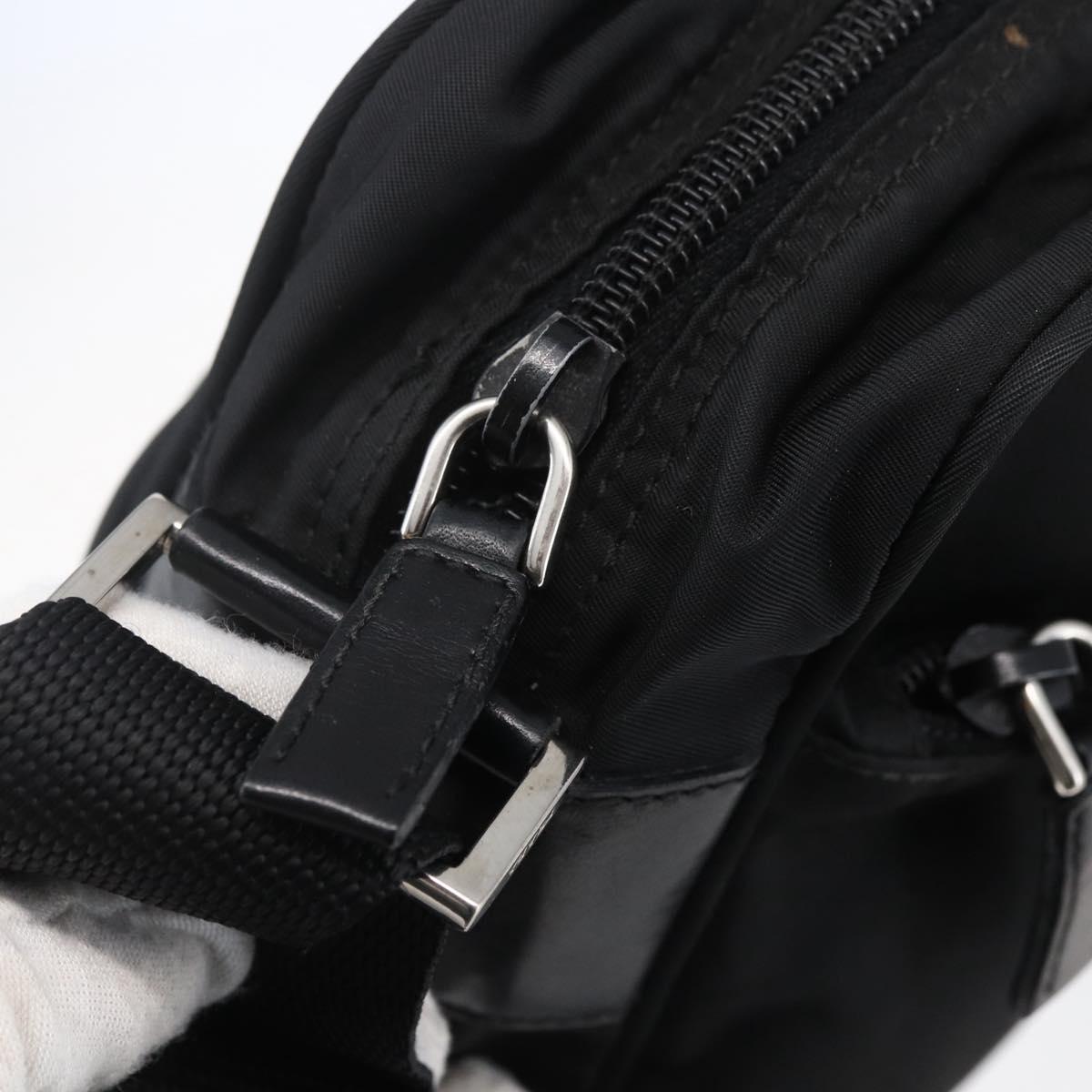 PRADA Shoulder Bag Nylon Black Silver Auth SW1837