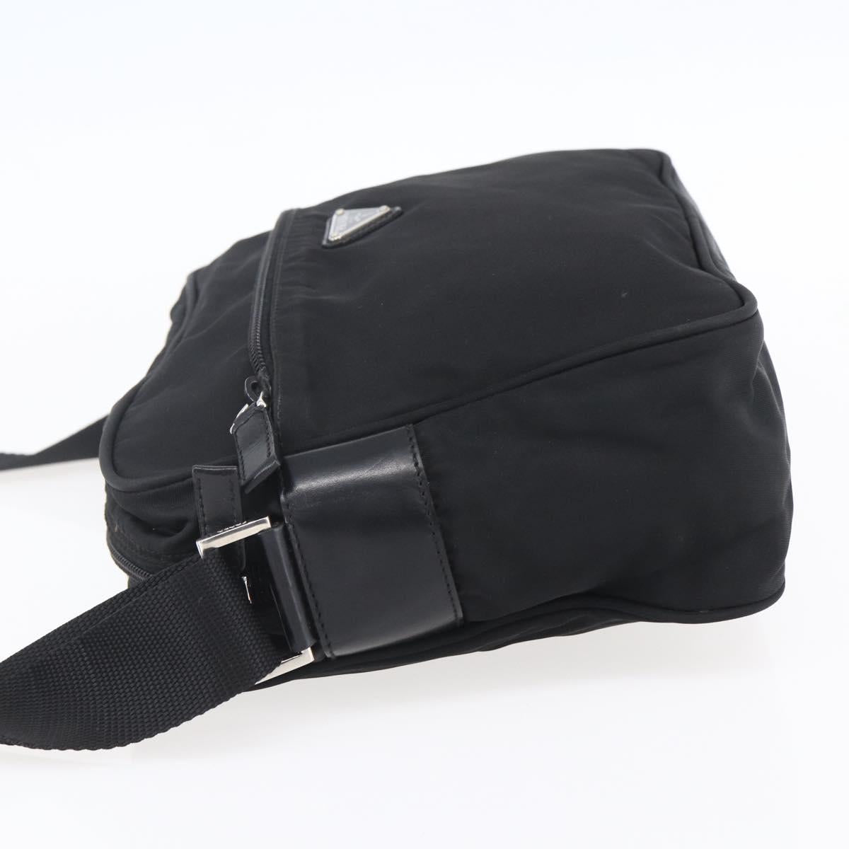 PRADA Shoulder Bag Nylon Black Silver Auth SW1837