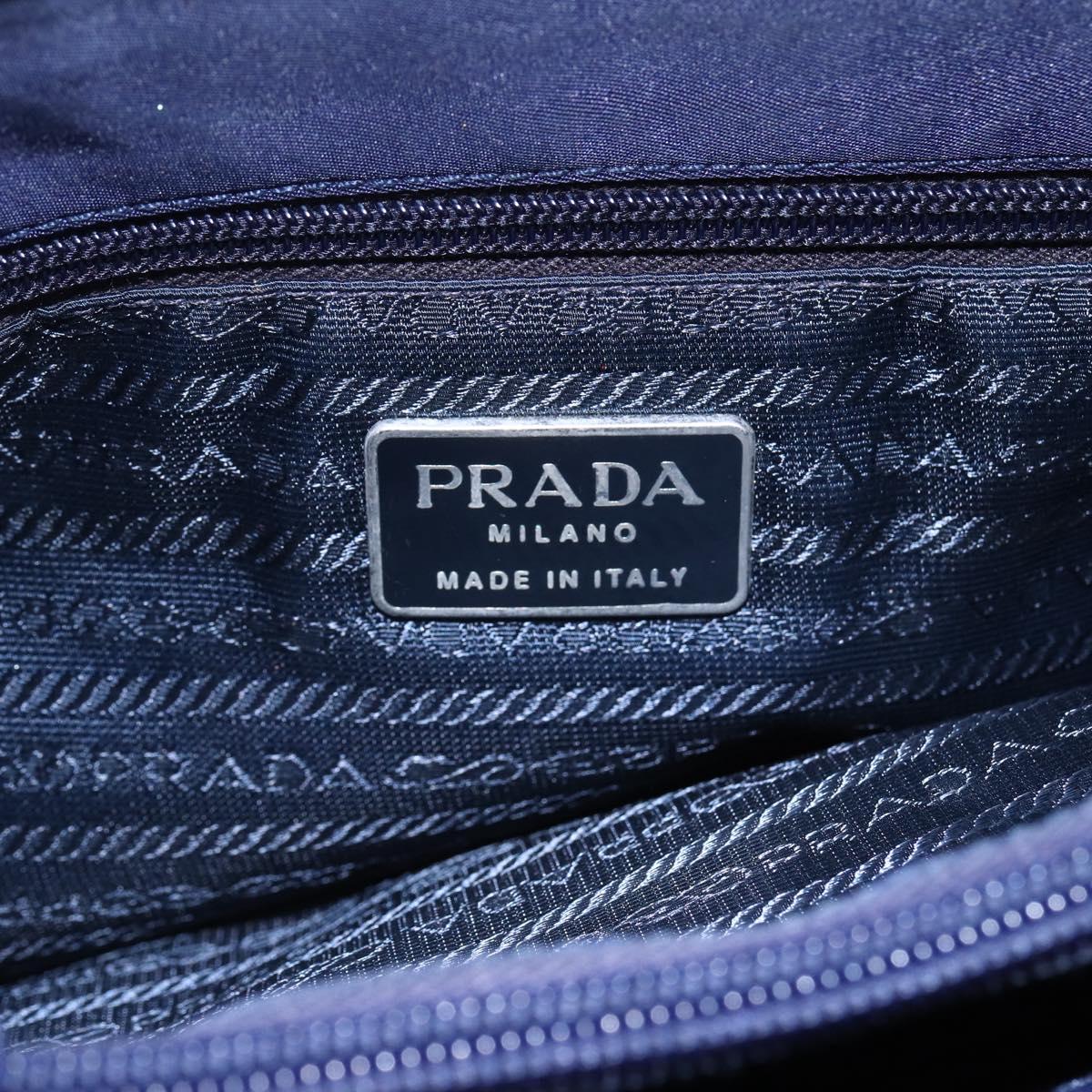 PRADA Tote Bag Nylon Navy Silver Auth SW1840