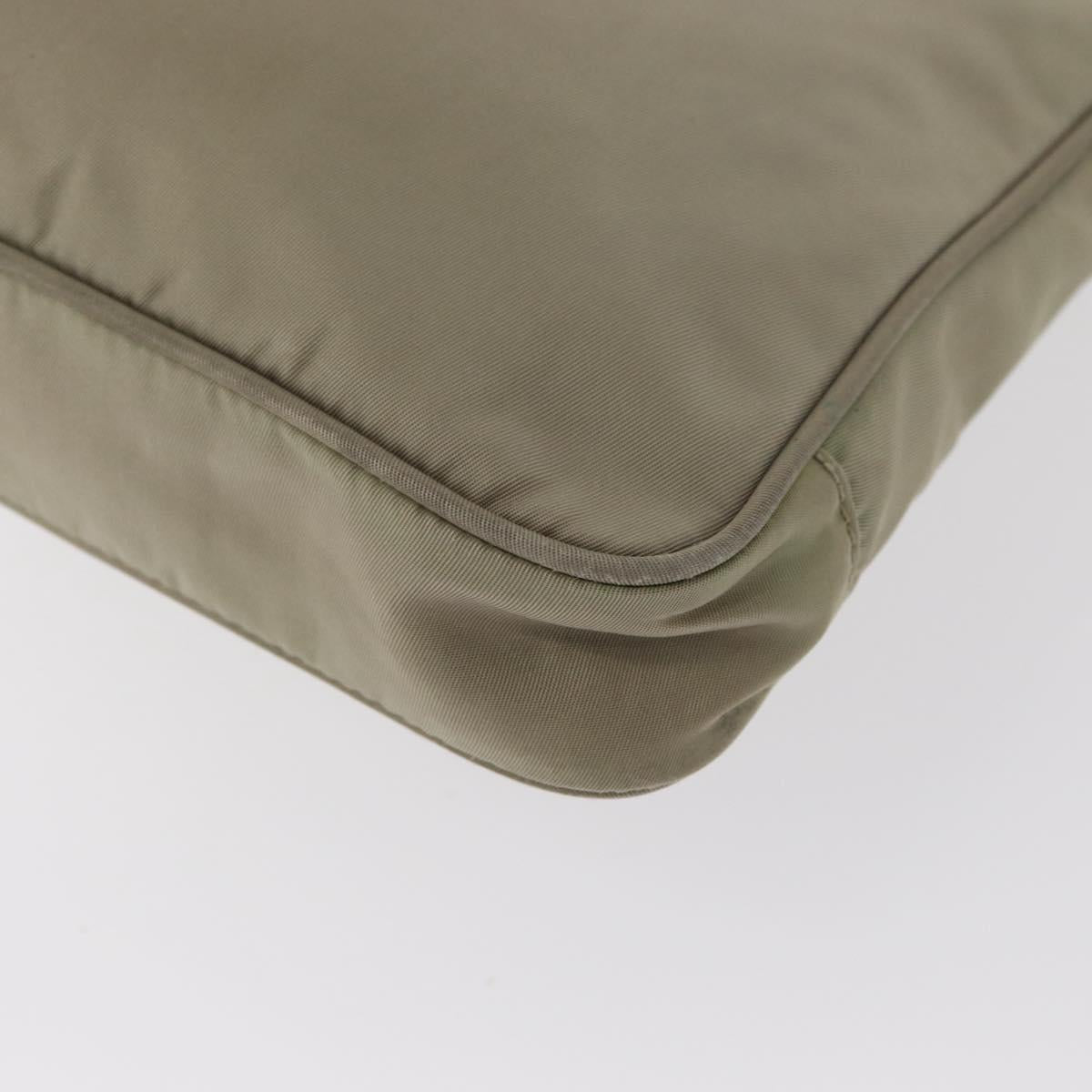 PRADA Shoulder Bag Nylon Leather Beige Gold Auth SW1841