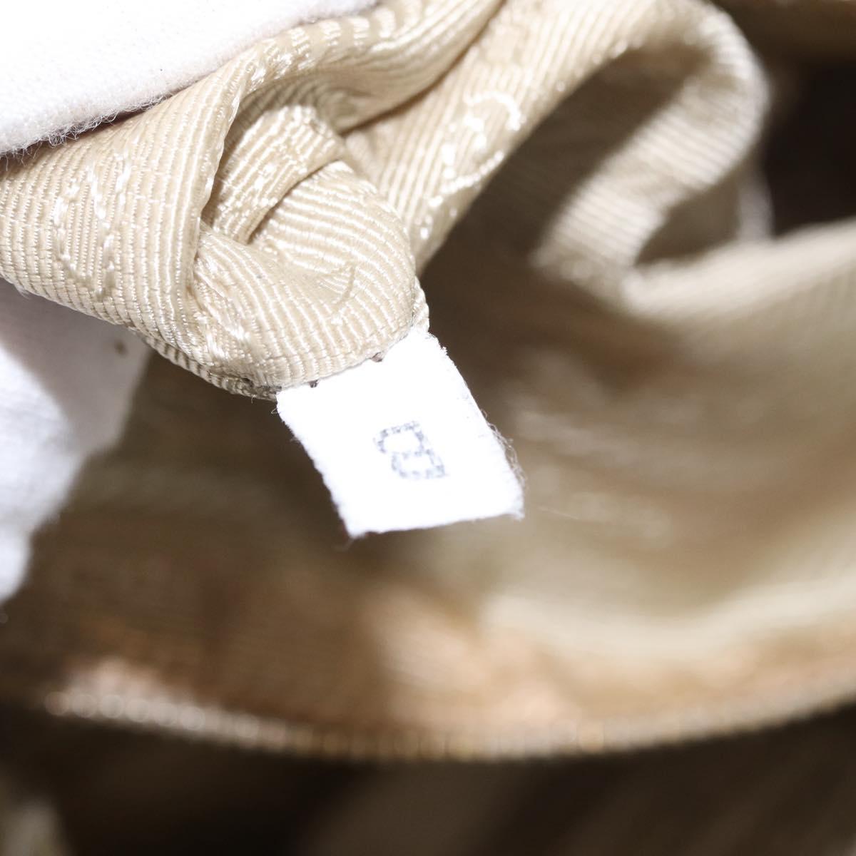 PRADA Shoulder Bag Nylon Leather Beige Gold Auth SW1841