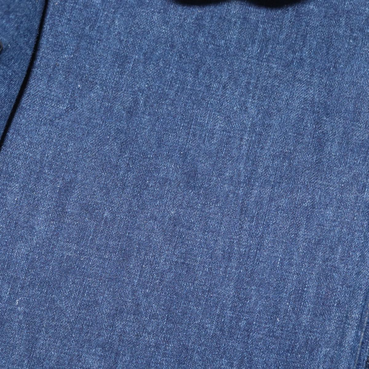 PRADA Canapa MM Hand Bag Denim 2way Blue Gold Auth SW1842