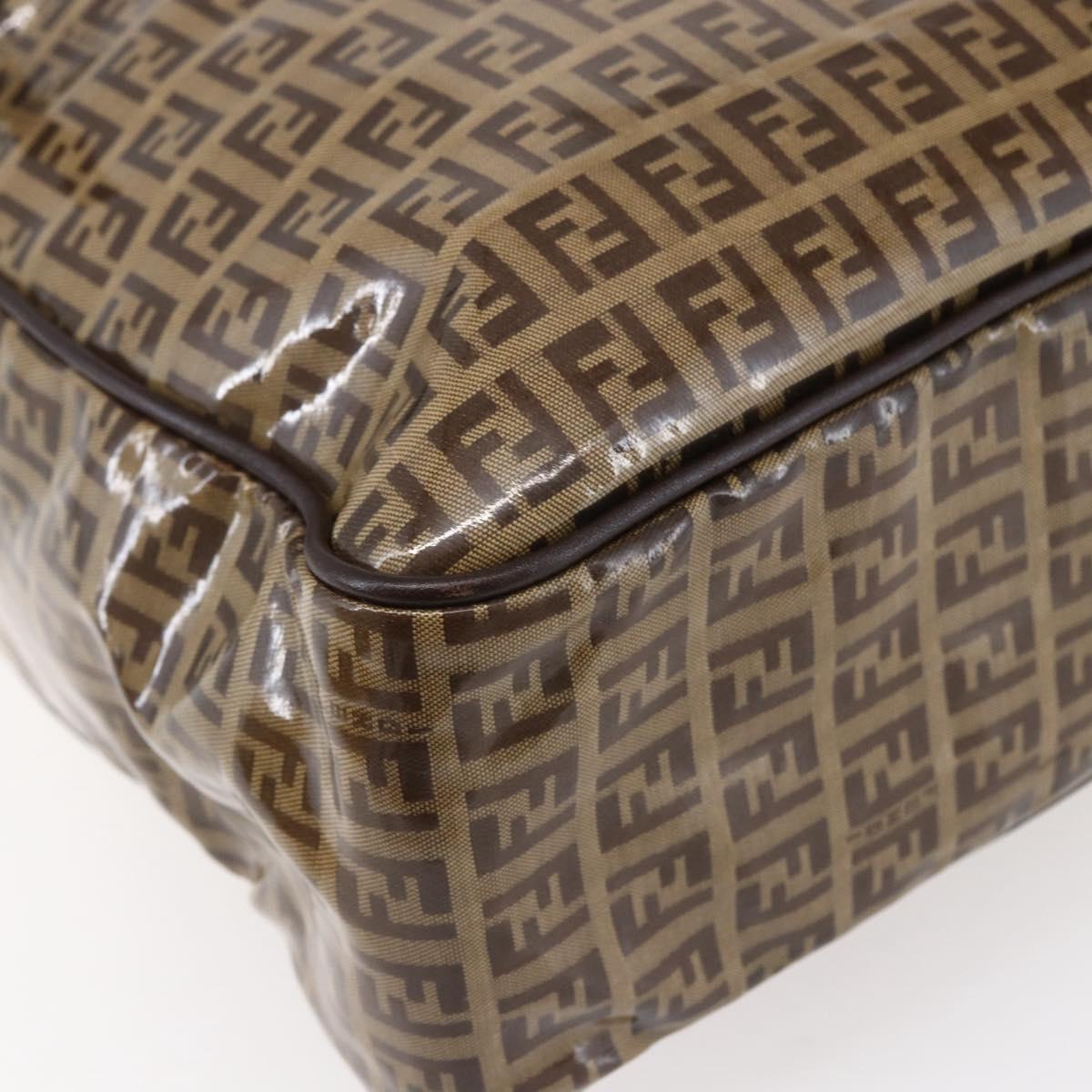 FENDI Zucchino Canvas Hand Bag Beige Gold Auth SW1844