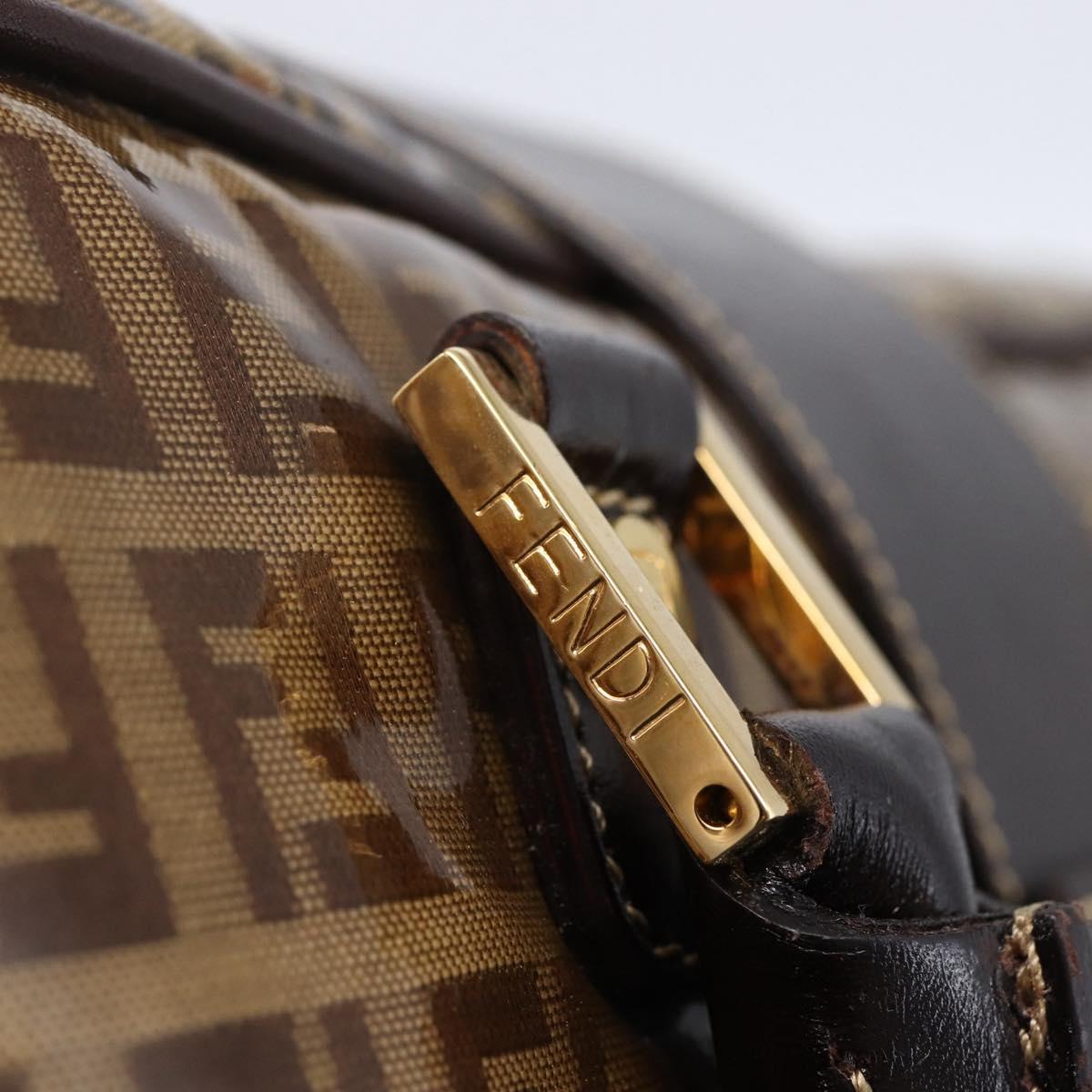 FENDI Zucchino Canvas Hand Bag Beige Gold Auth SW1844