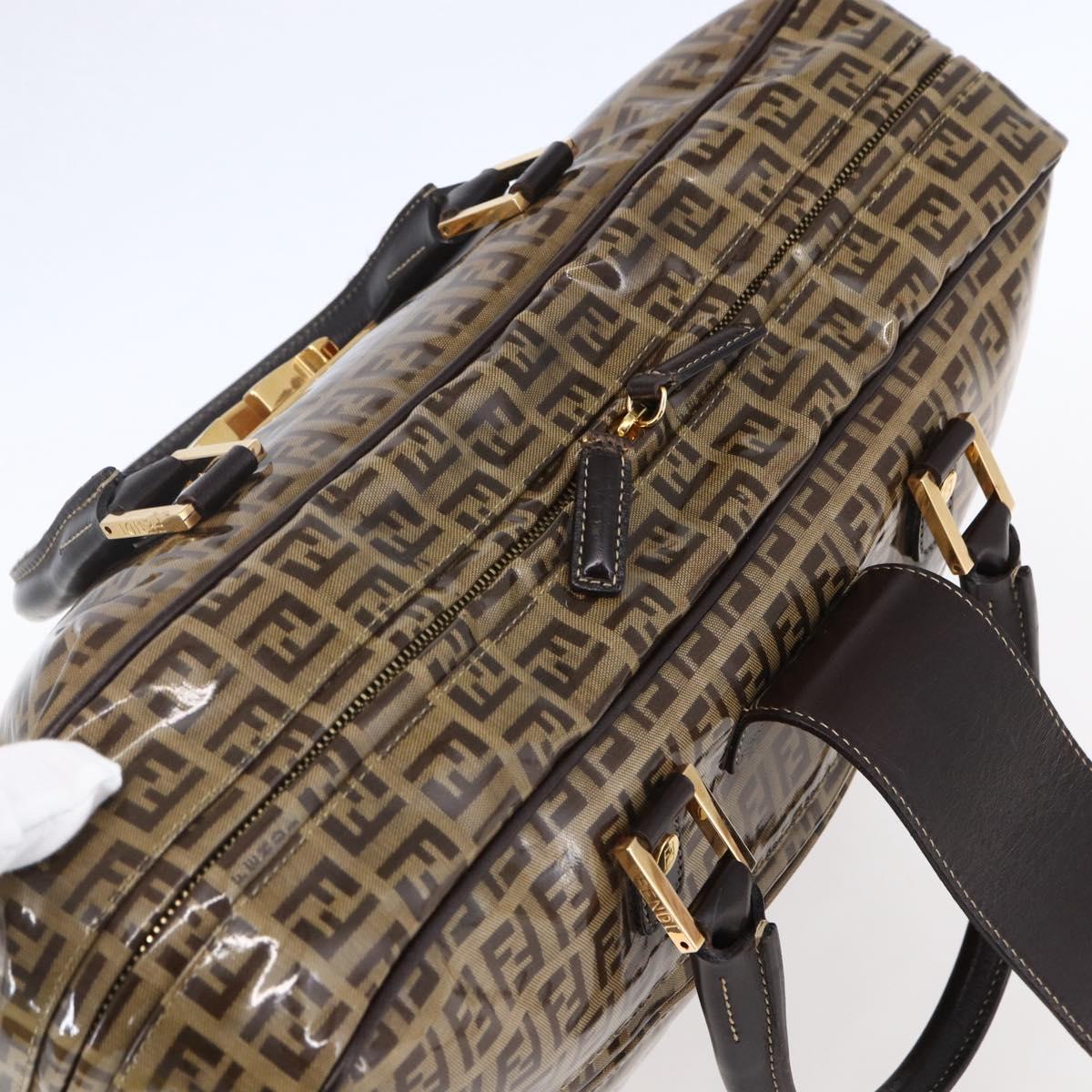 FENDI Zucchino Canvas Hand Bag Beige Gold Auth SW1844