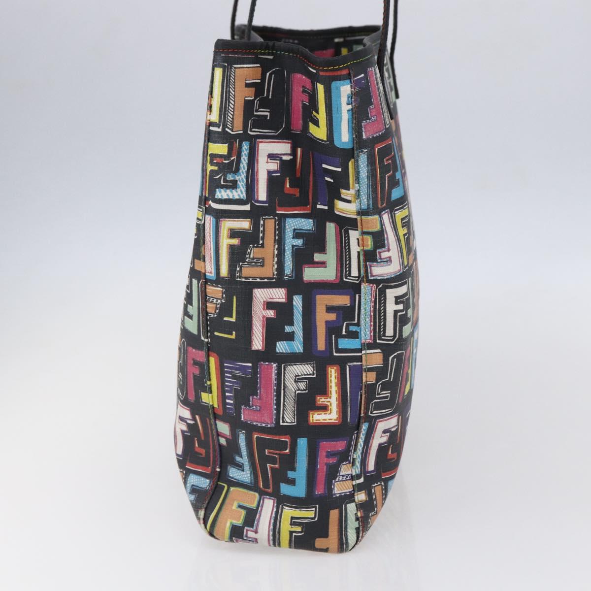 FENDI Zucca Canvas Tote Bag PVC Multicolor Gold Auth SW1846V