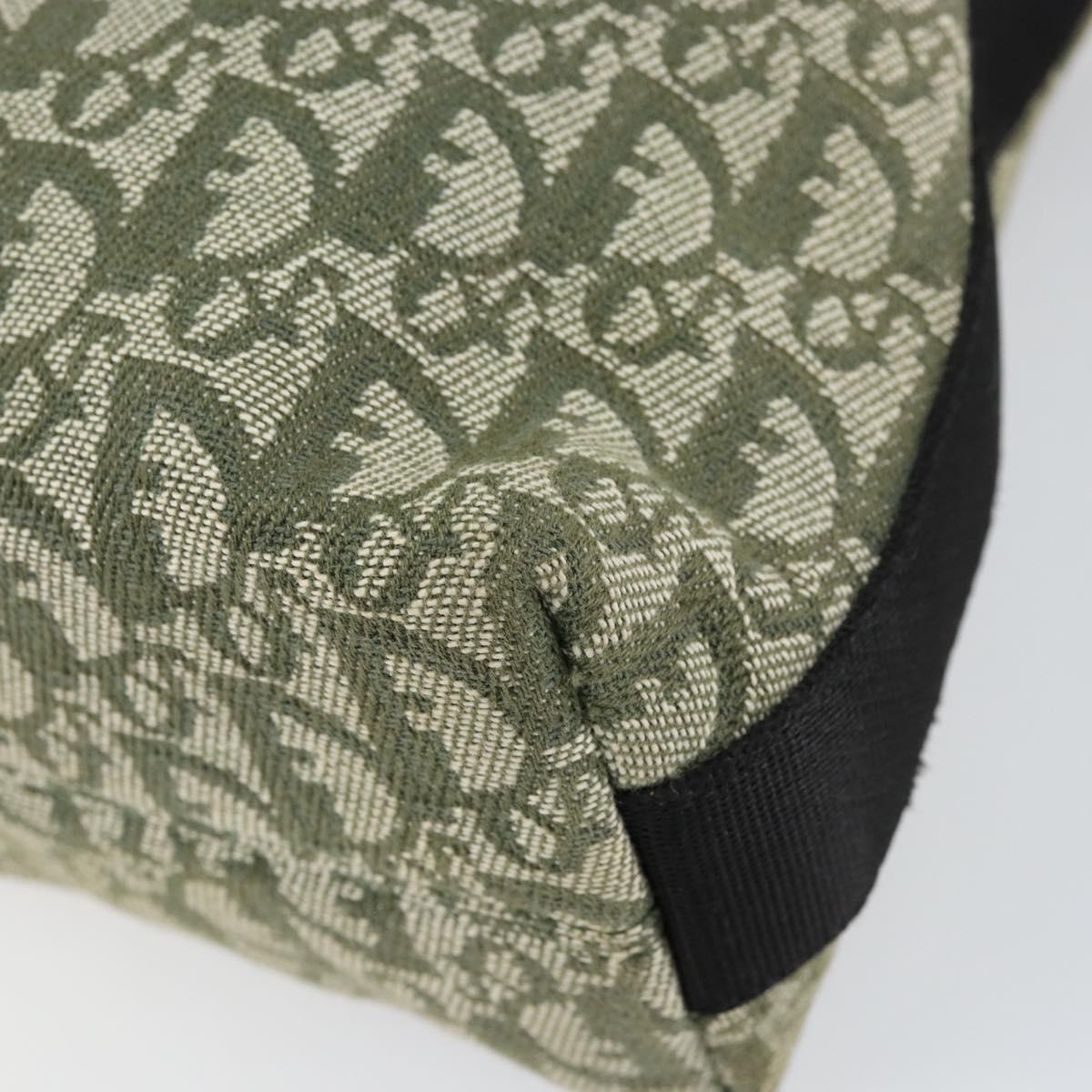 Christian Dior Trotter Canvas Shoulder Bag Green Silver Auth SW1847