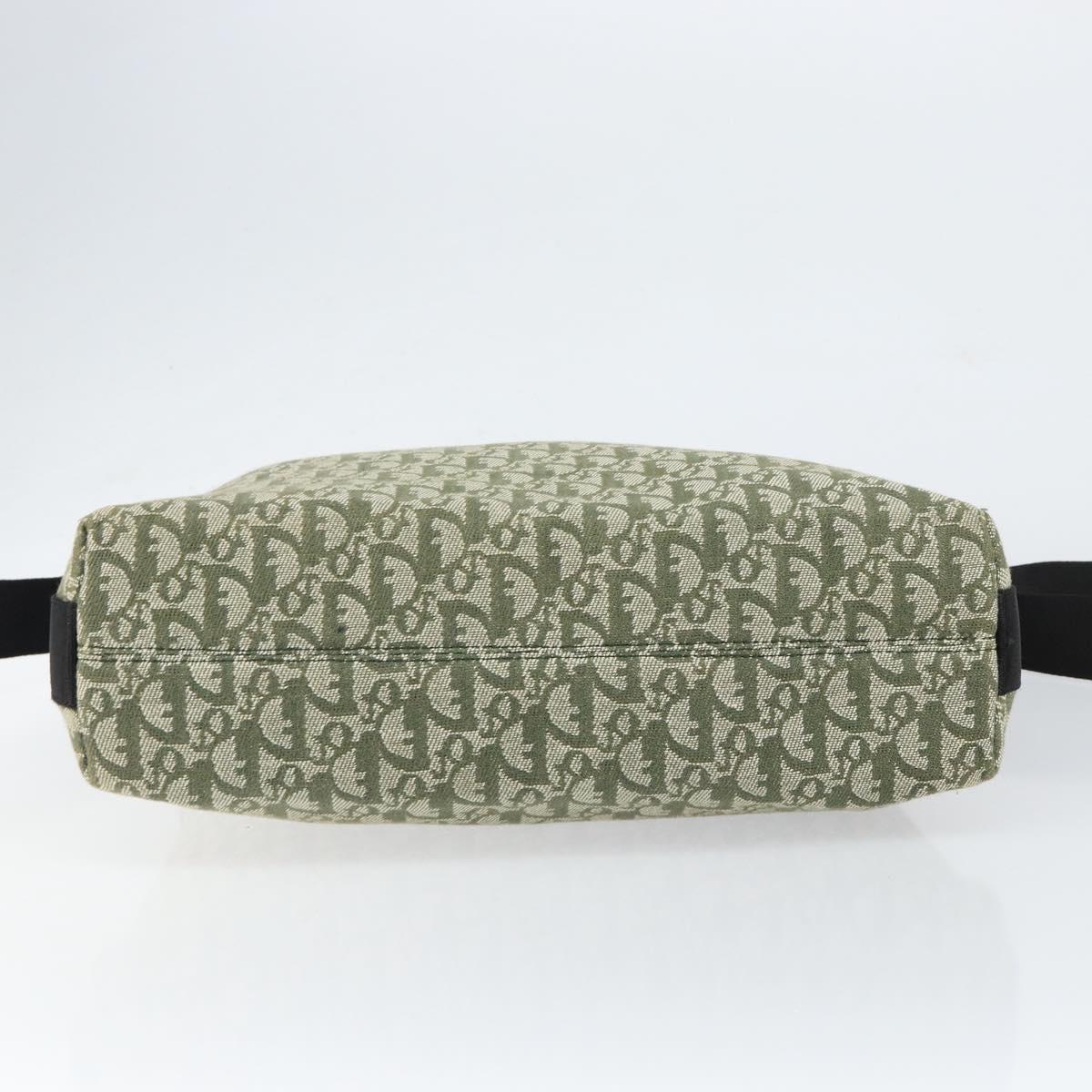 Christian Dior Trotter Canvas Shoulder Bag Green Silver Auth SW1847