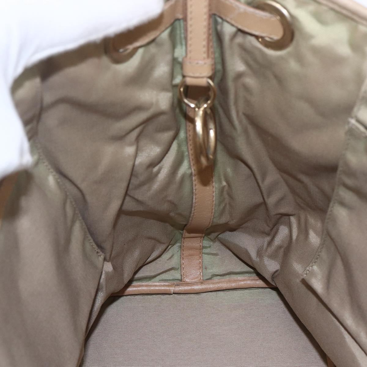 Christian Dior Canage Hand Bag Leather Beige Gold Auth SW1848