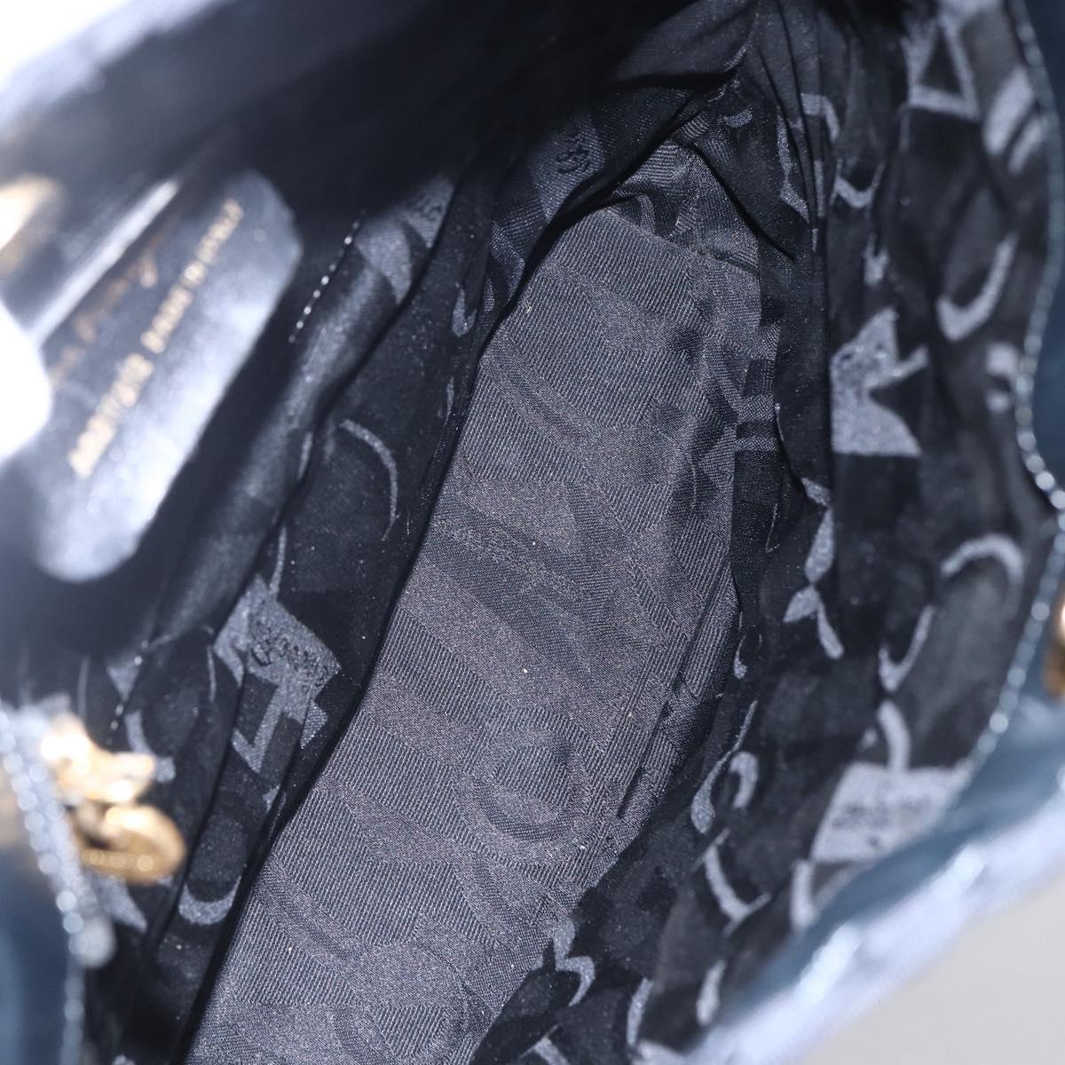 Salvatore Ferragamo Vala Shoulder Bag Nylon Black Gold Auth SW1849