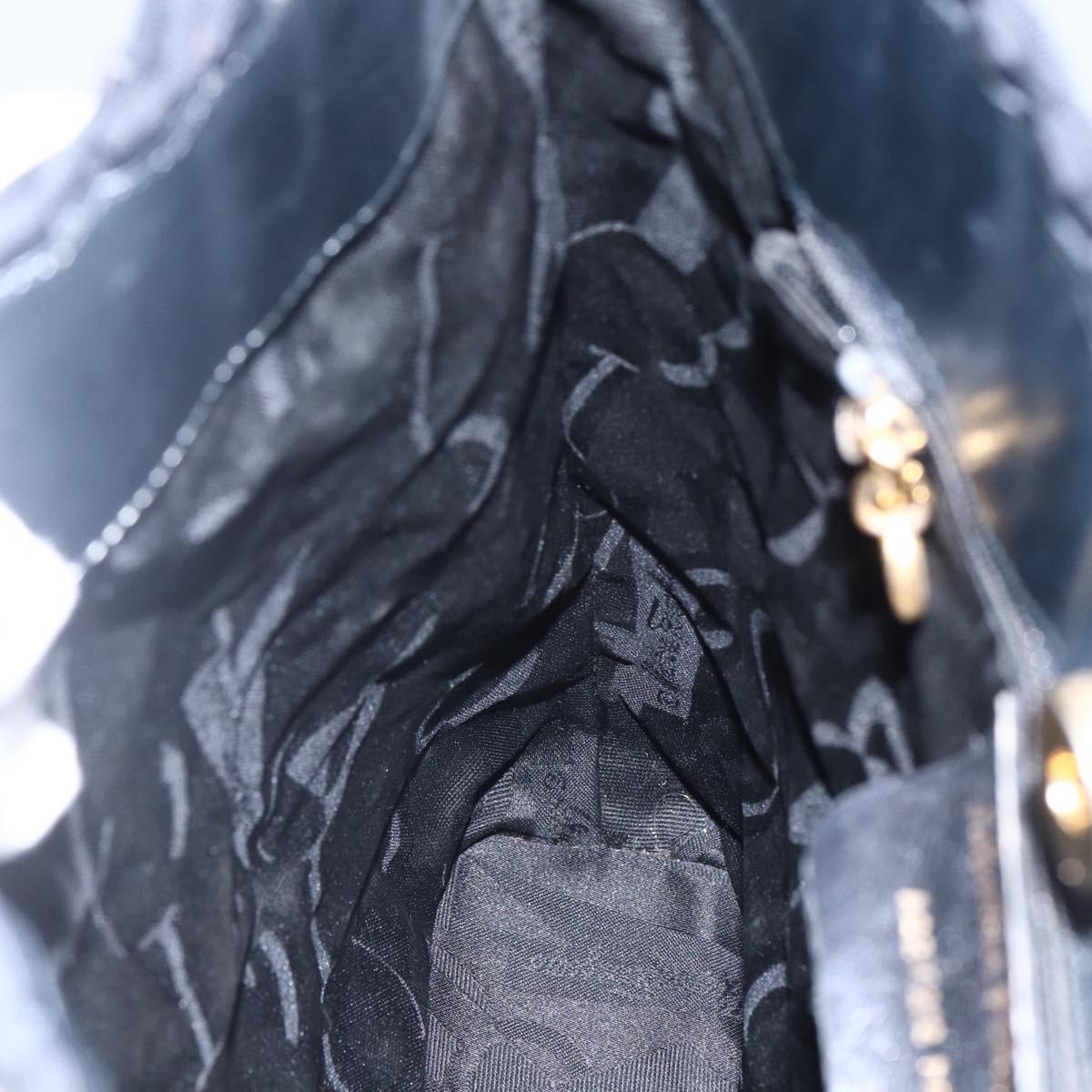 Salvatore Ferragamo Vala Shoulder Bag Nylon Black Gold Auth SW1849