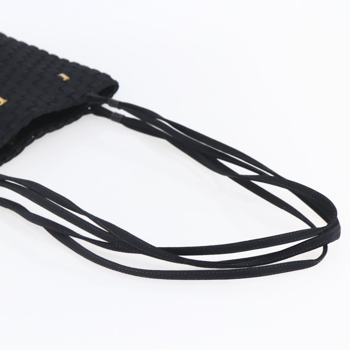 Salvatore Ferragamo Vala Shoulder Bag Nylon Black Gold Auth SW1849