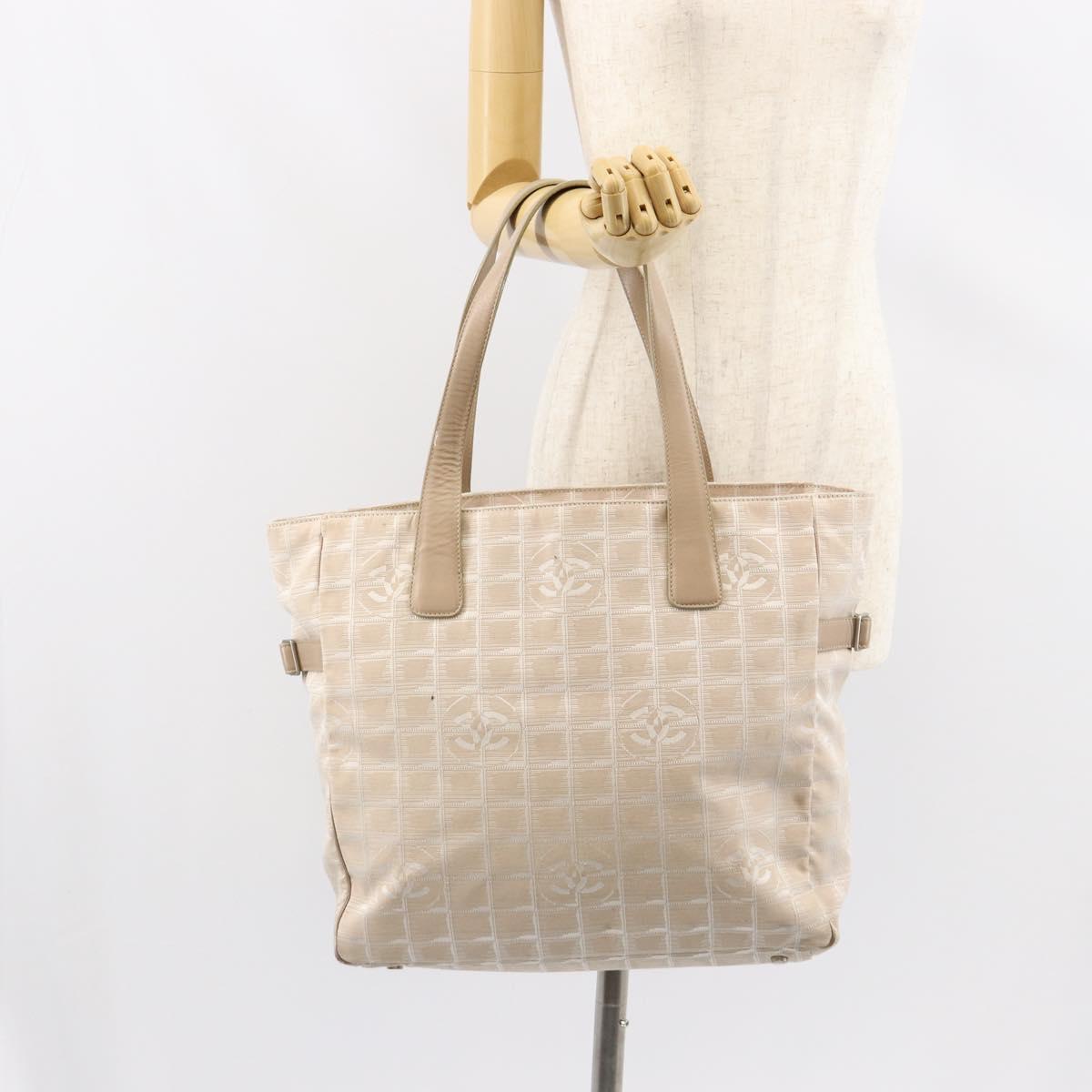 CHANEL New Travel Line Tote Bag Nylon Pink CC Auth SW1851