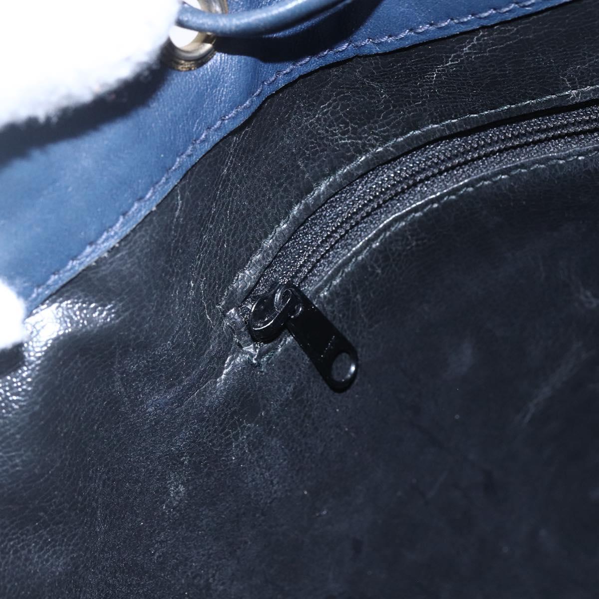 Burberrys Shoulder Bag Nylon Leather Navy Gold Auth SW1852