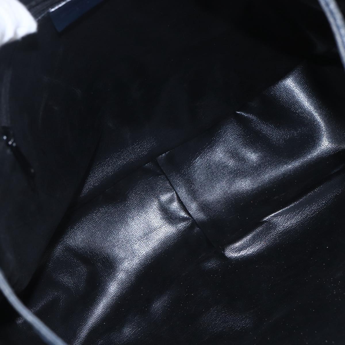 Burberrys Shoulder Bag Nylon Leather Navy Gold Auth SW1852