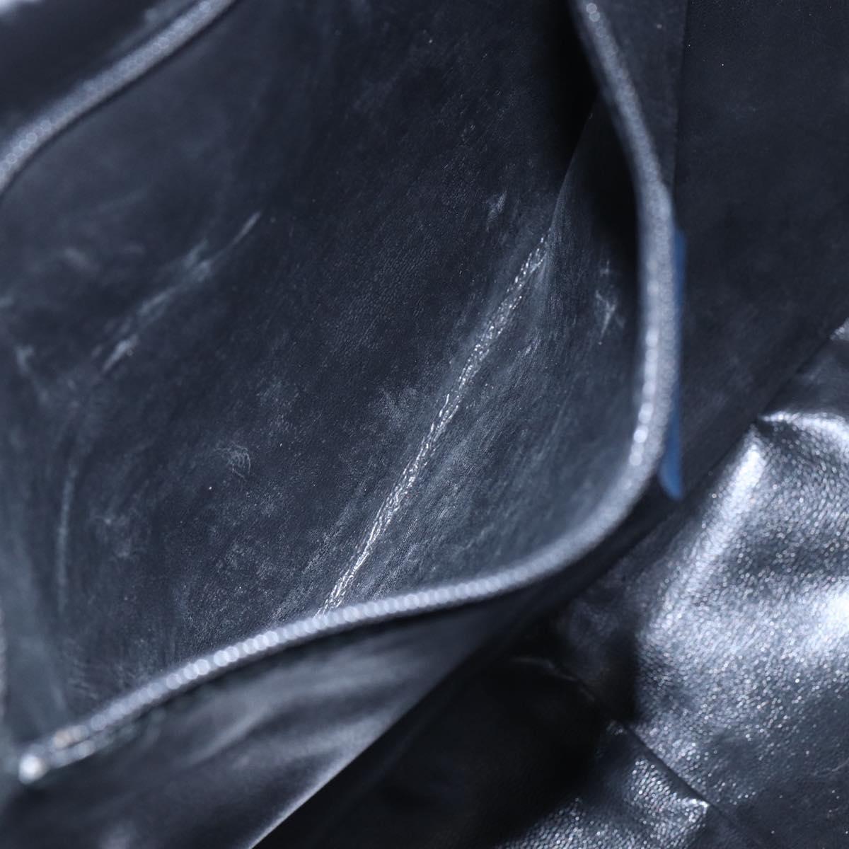 Burberrys Shoulder Bag Nylon Leather Navy Gold Auth SW1852