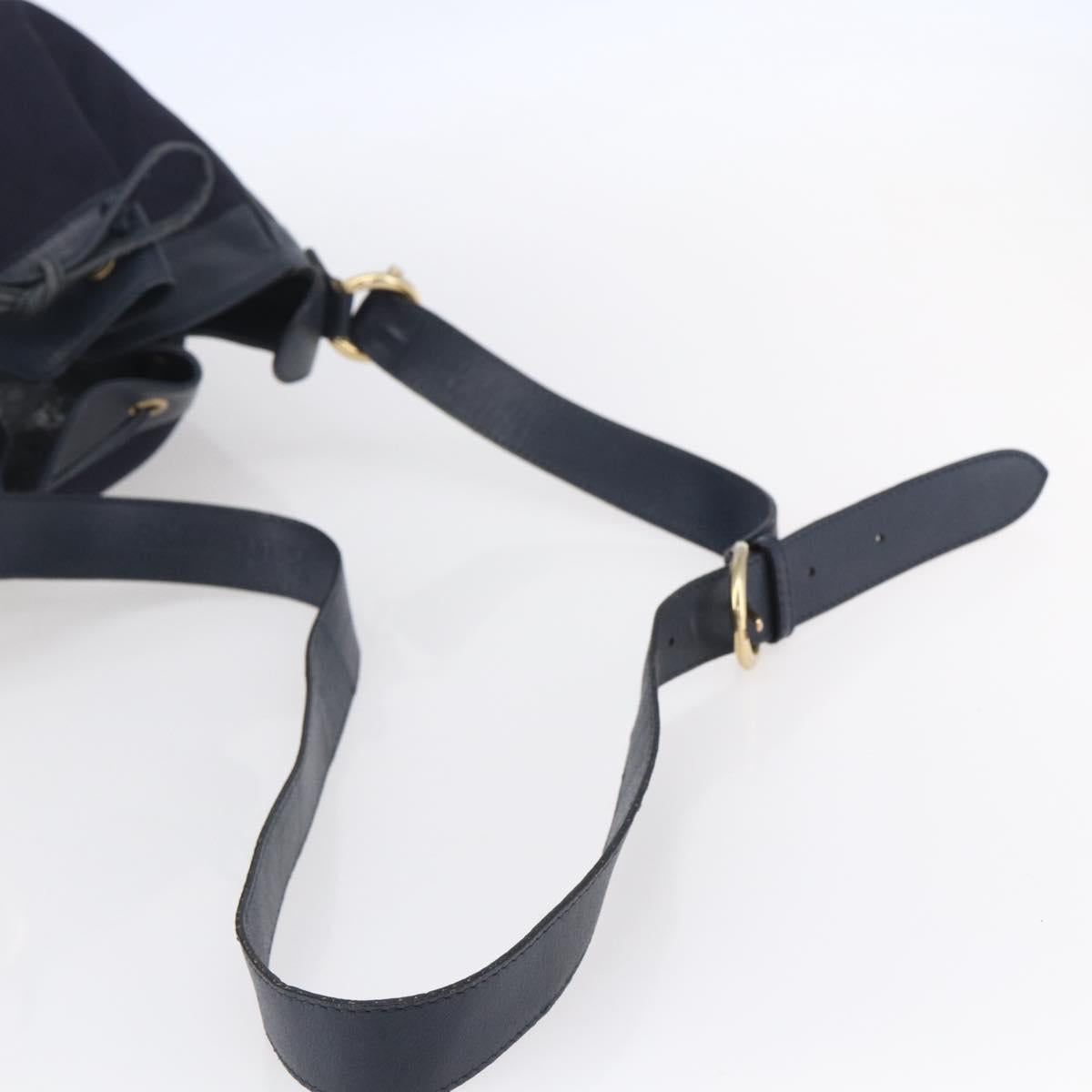 Burberrys Shoulder Bag Nylon Leather Navy Gold Auth SW1852