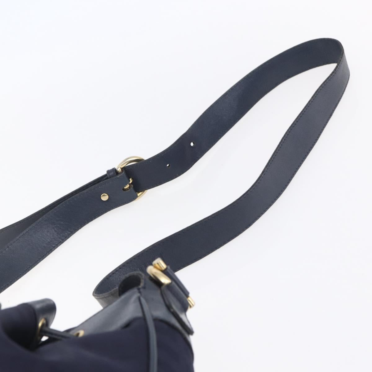 Burberrys Shoulder Bag Nylon Leather Navy Gold Auth SW1852
