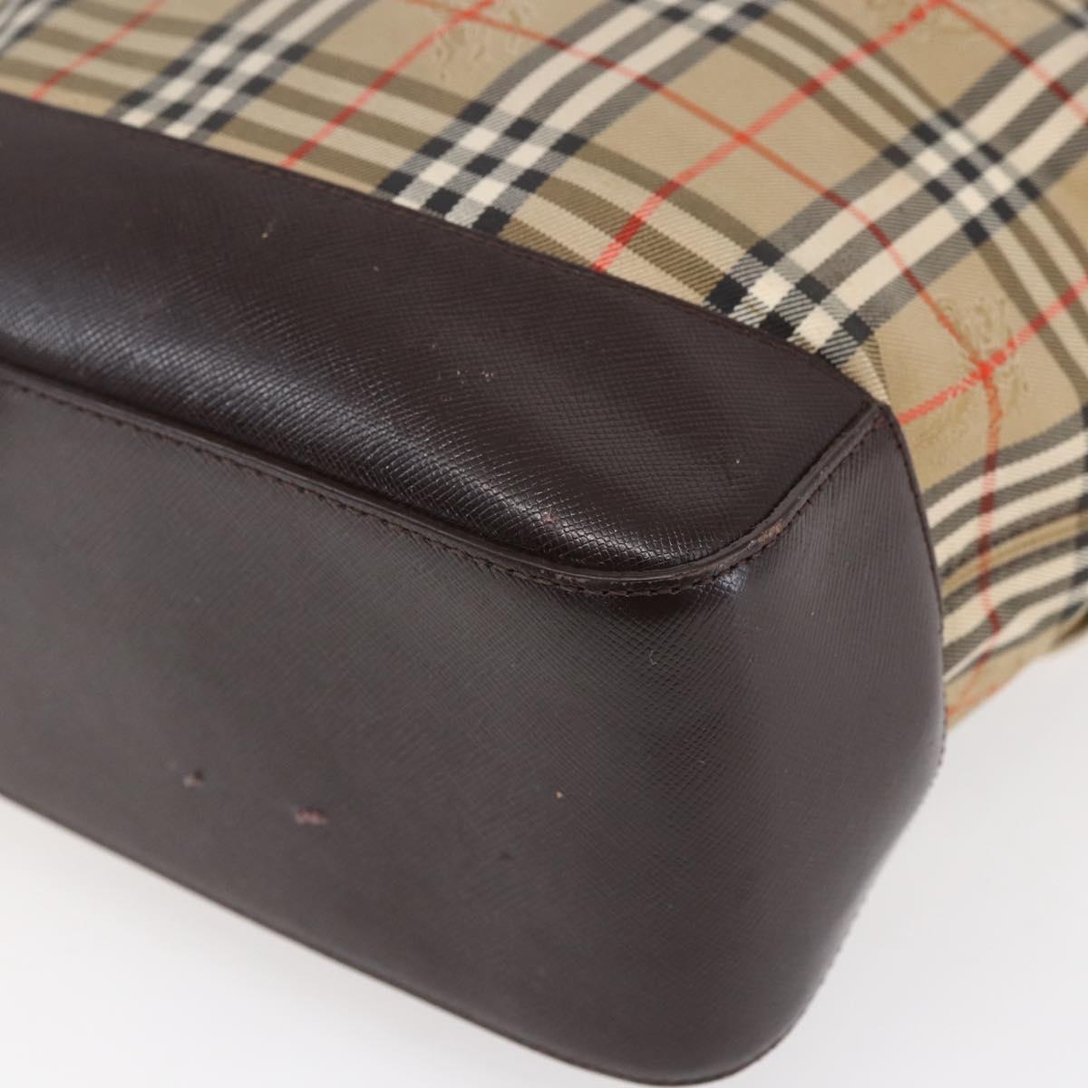 BURBERRY Nova Check Shoulder Bag Canvas Beige Gold Auth SW1853