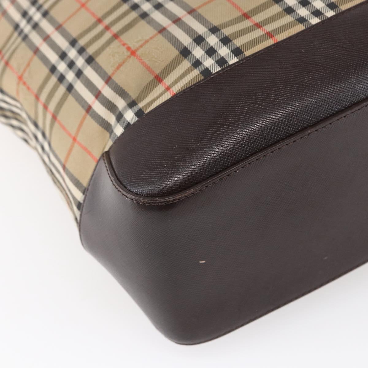 BURBERRY Nova Check Shoulder Bag Canvas Beige Gold Auth SW1853