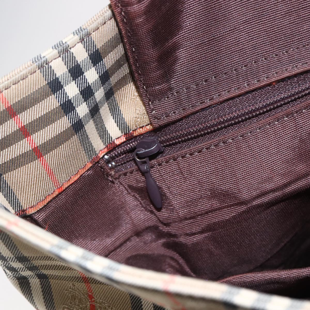 BURBERRY Nova Check Shoulder Bag Canvas Beige Gold Auth SW1853