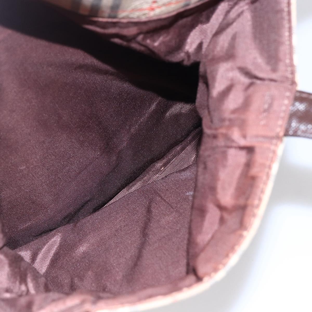 BURBERRY Nova Check Shoulder Bag Canvas Beige Gold Auth SW1853