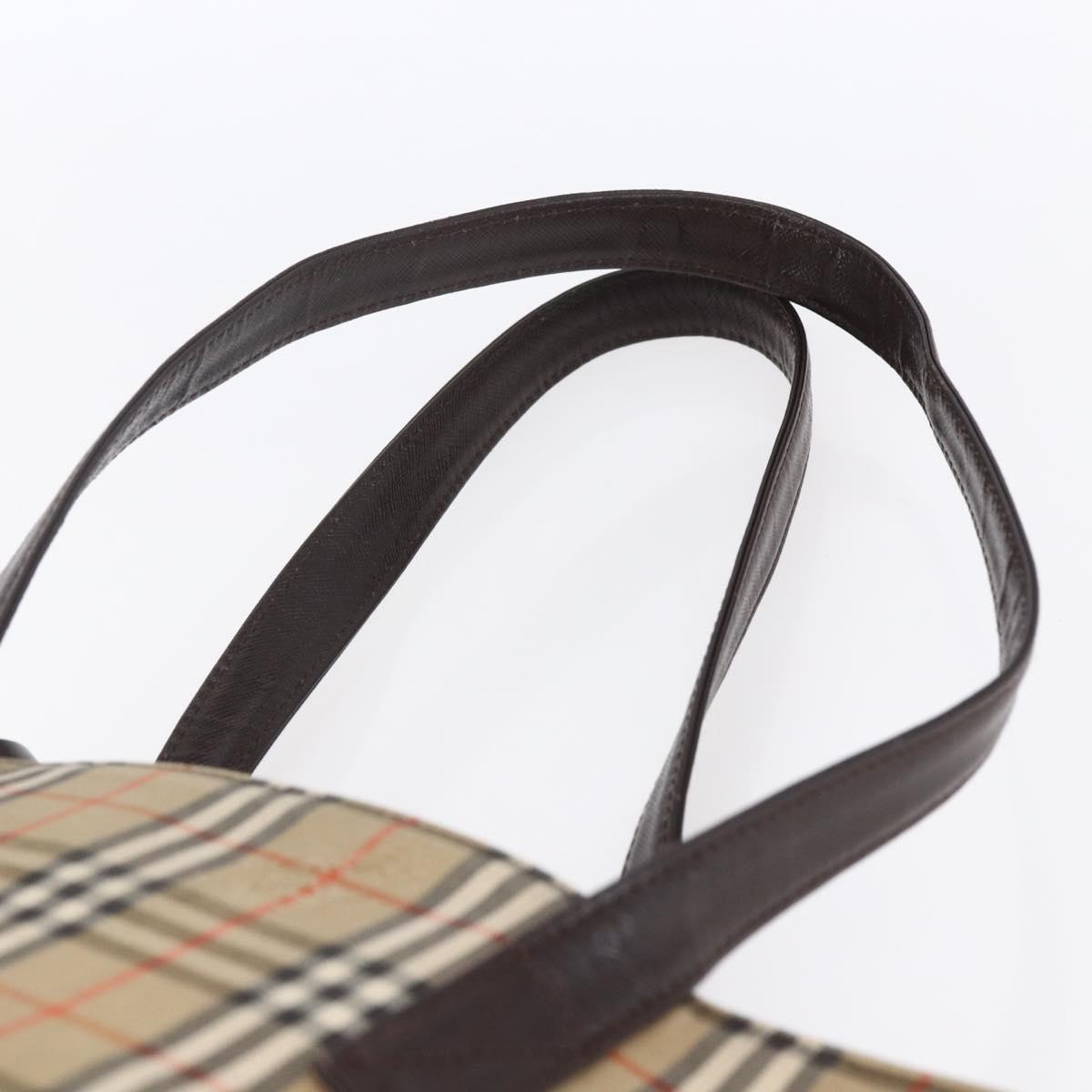 BURBERRY Nova Check Shoulder Bag Canvas Beige Gold Auth SW1853