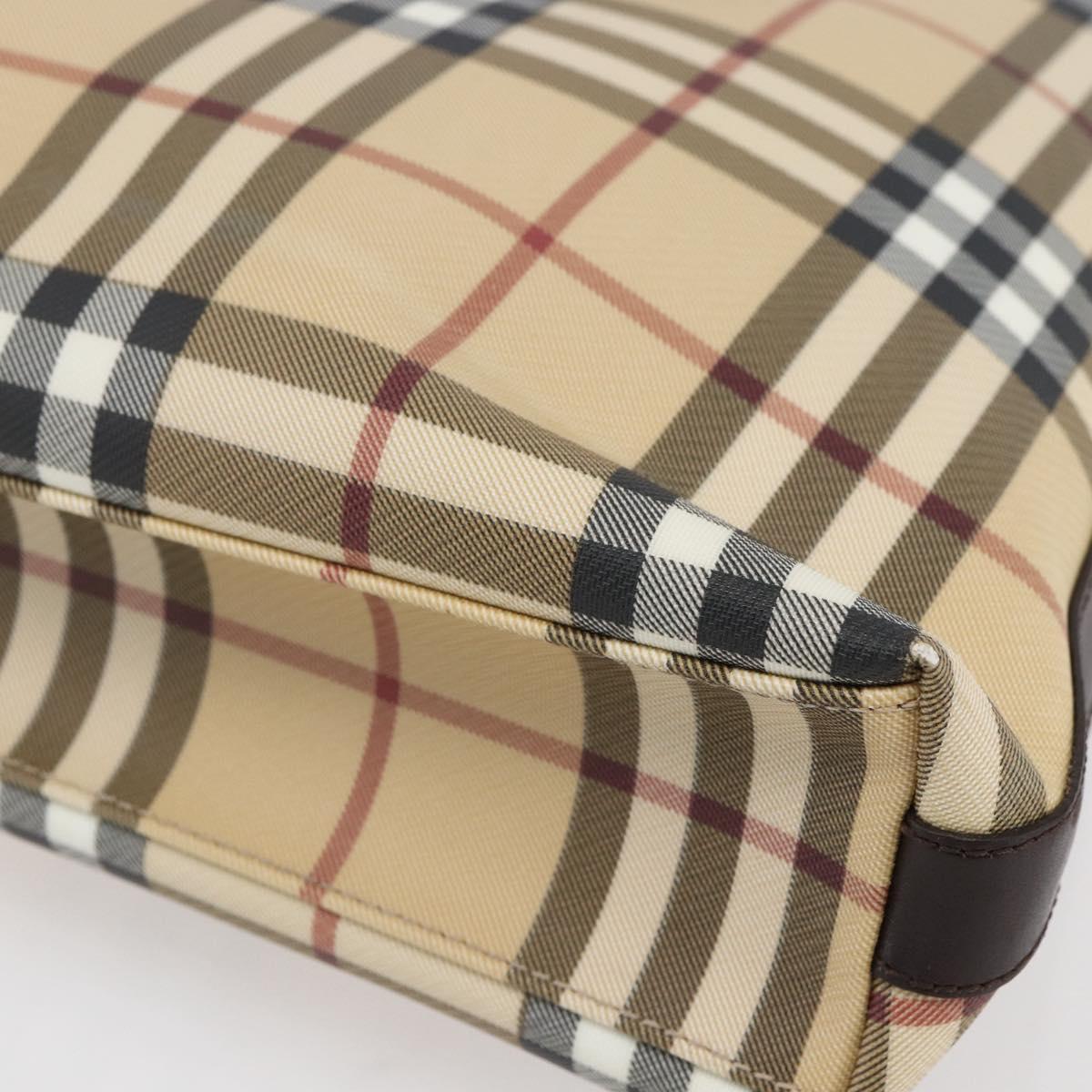 BURBERRY Nova Check Shoulder Bag PVC Beige Auth SW1854