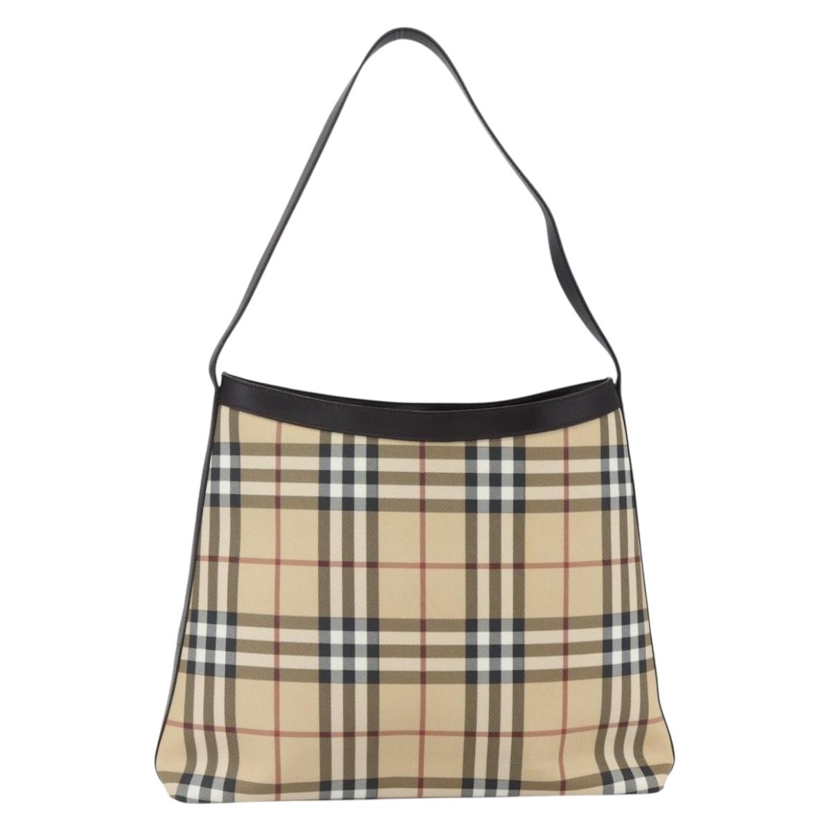 BURBERRY Nova Check Shoulder Bag PVC Beige Auth SW1854