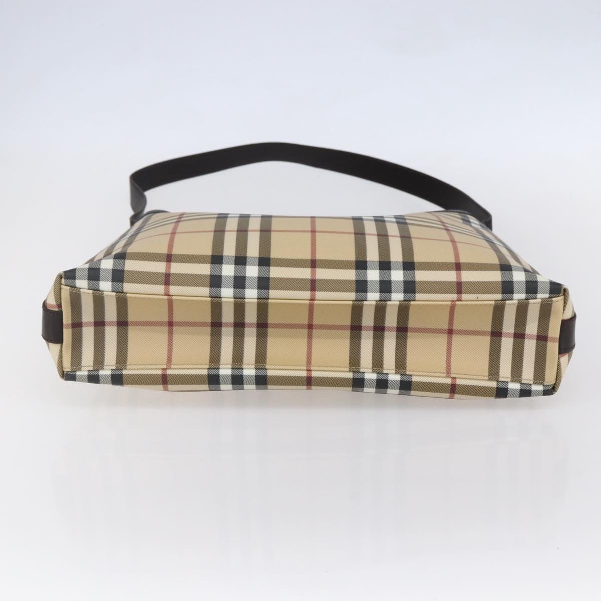 BURBERRY Nova Check Shoulder Bag PVC Beige Auth SW1854