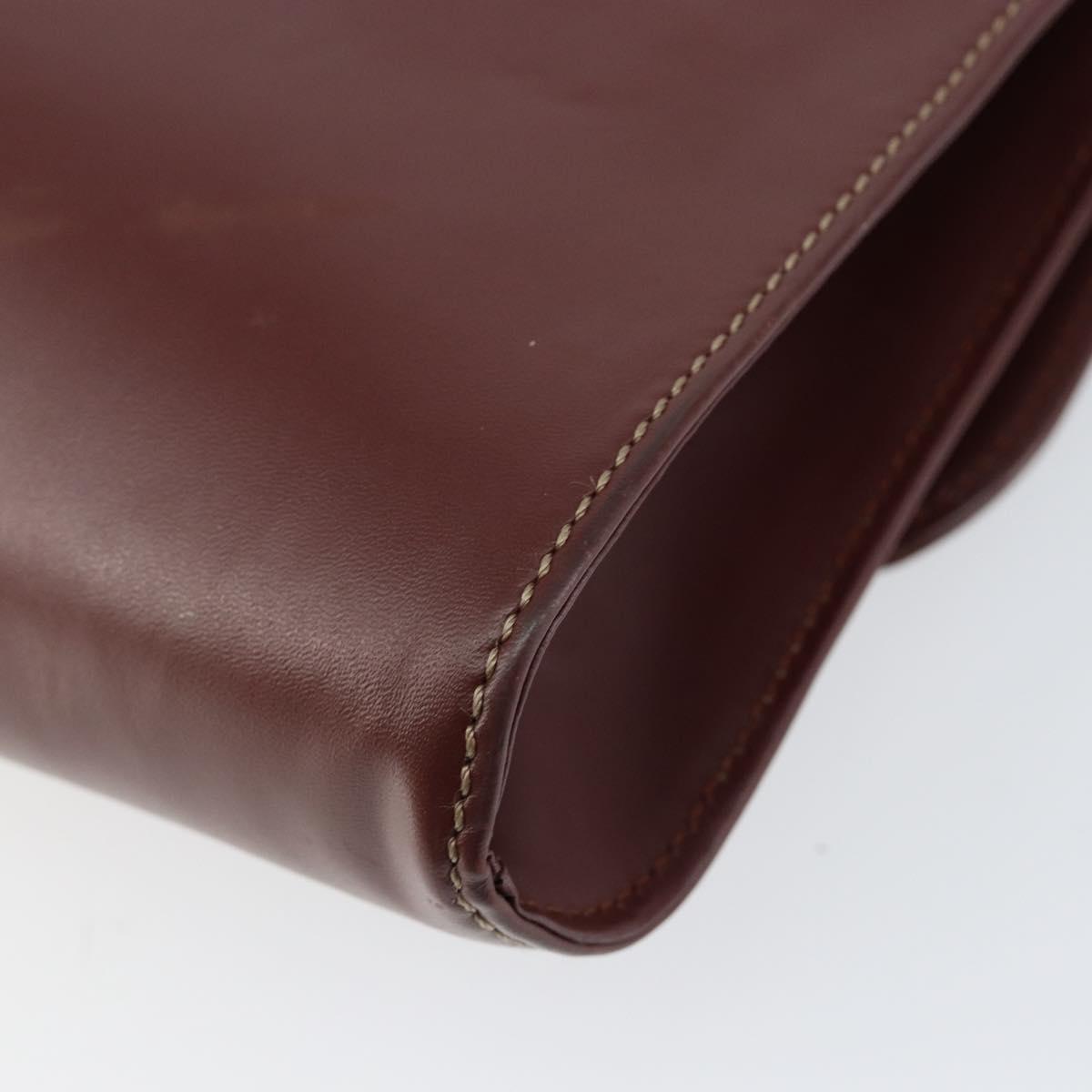 CARTIER Must Line Clutch Bag Leather Bordeaux Gold Auth SW1856