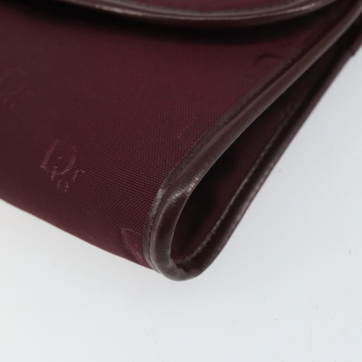 Christian Dior Chain Shoulder Bag Nylon Bordeaux Gold Auth SW1858