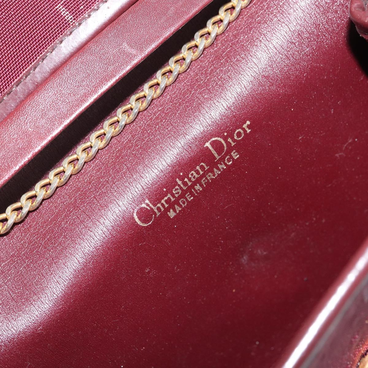 Christian Dior Chain Shoulder Bag Nylon Bordeaux Gold Auth SW1858