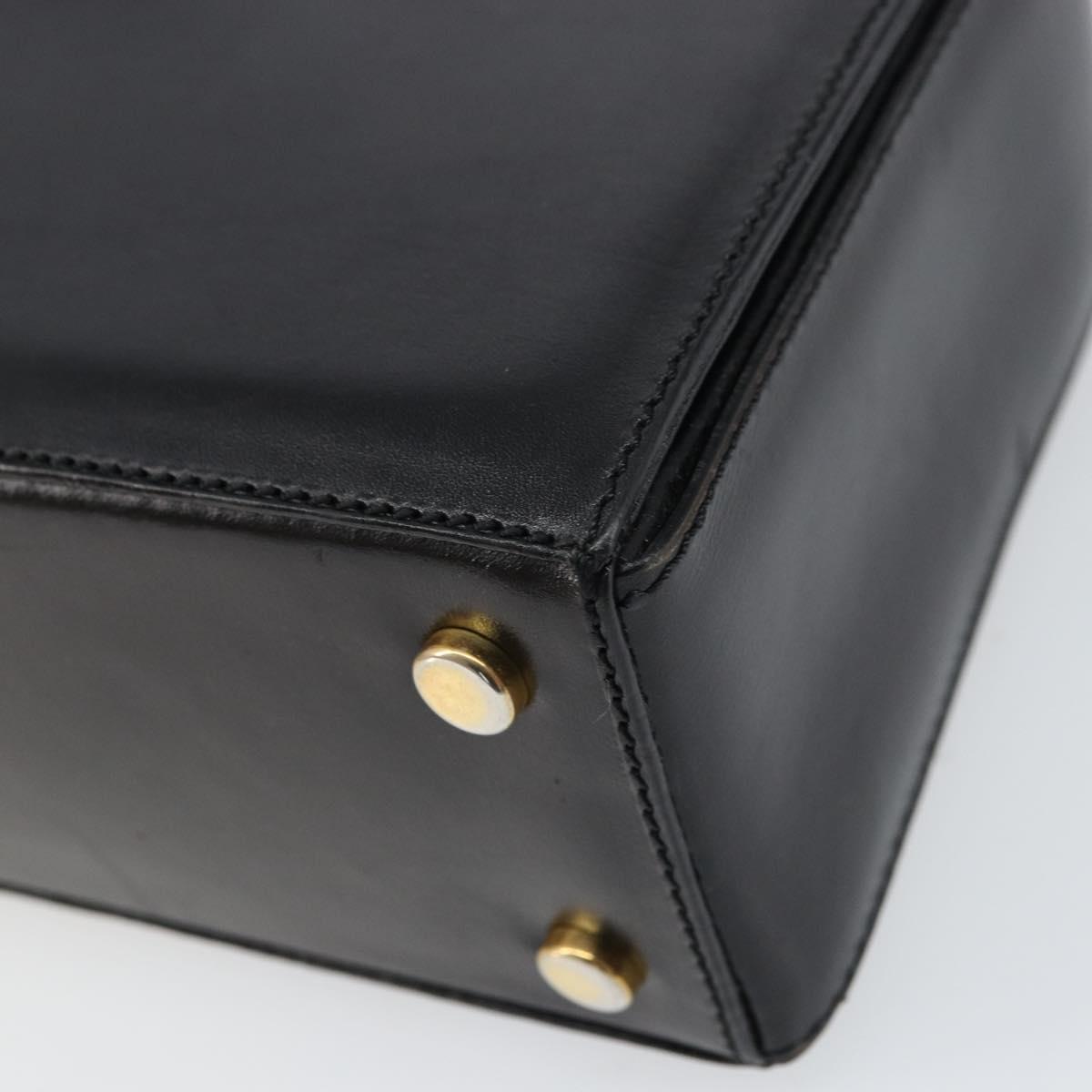 CELINE Hand Bag Leather Black Gold Auth SW1859