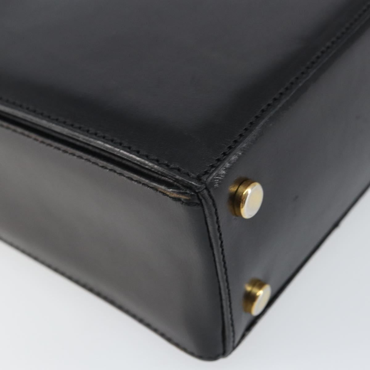 CELINE Hand Bag Leather Black Gold Auth SW1859