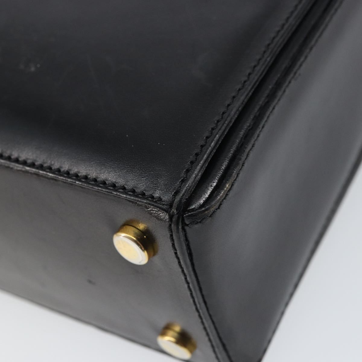 CELINE Hand Bag Leather Black Gold Auth SW1859