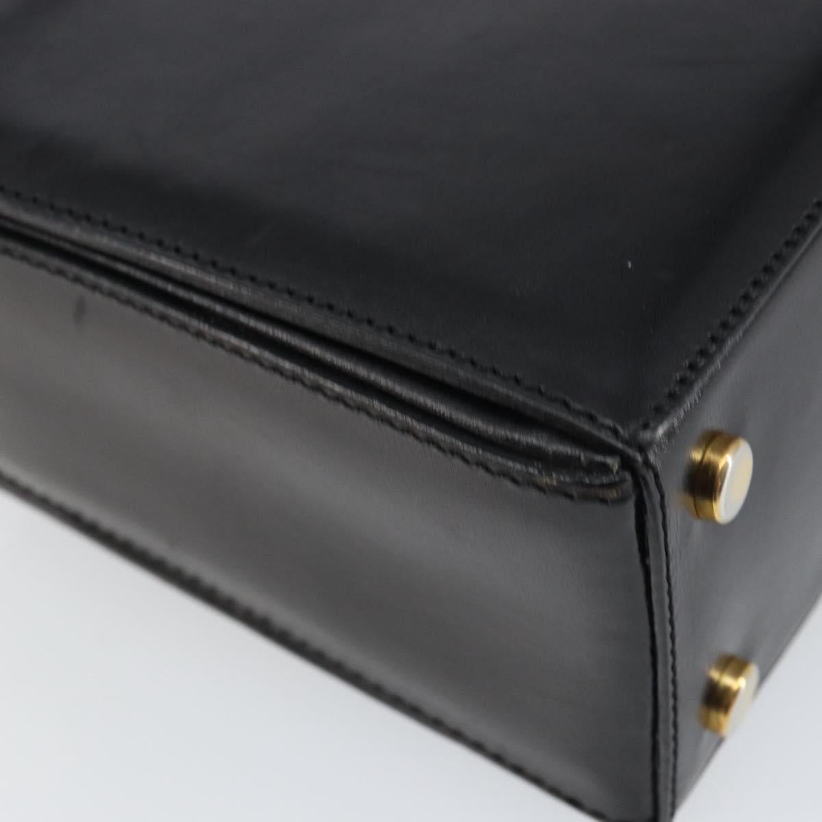 CELINE Hand Bag Leather Black Gold Auth SW1859