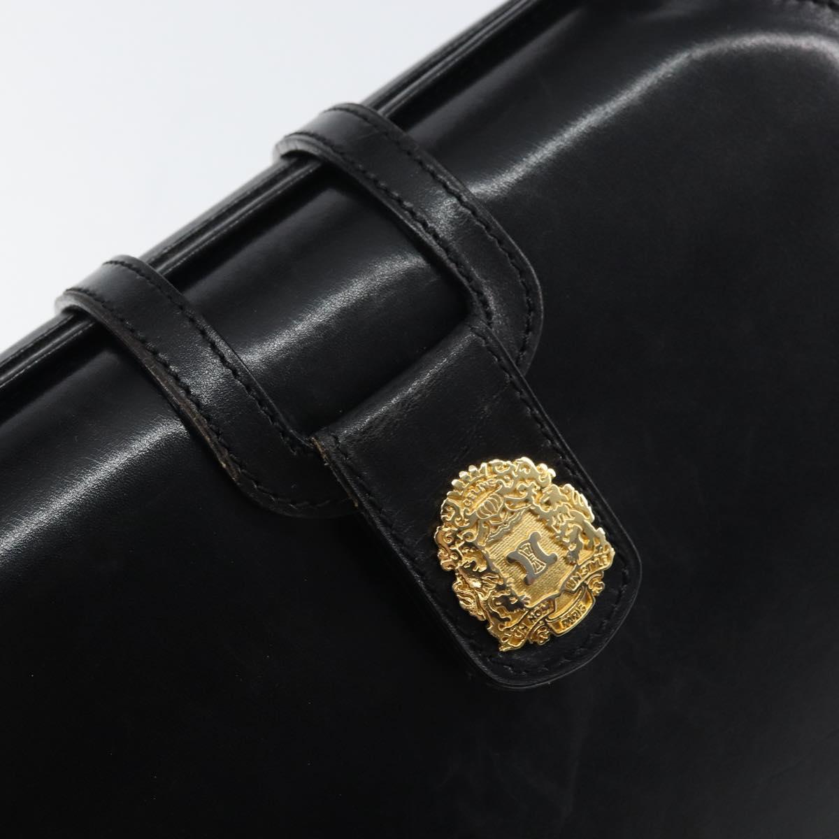 CELINE Hand Bag Leather Black Gold Auth SW1859