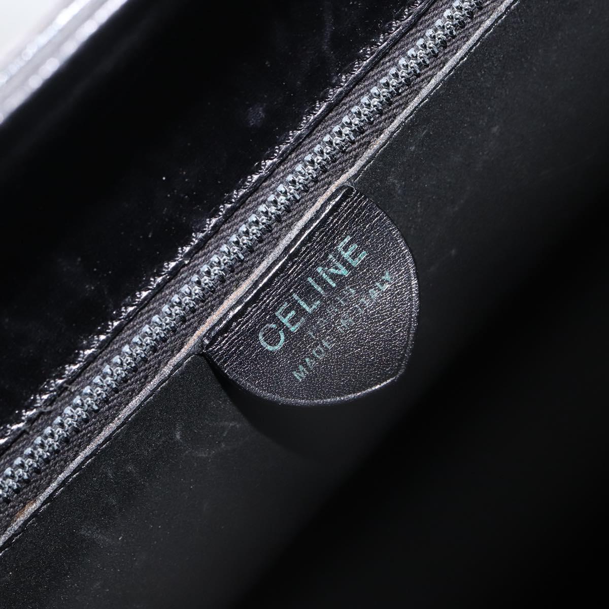 CELINE Hand Bag Leather Black Gold Auth SW1859