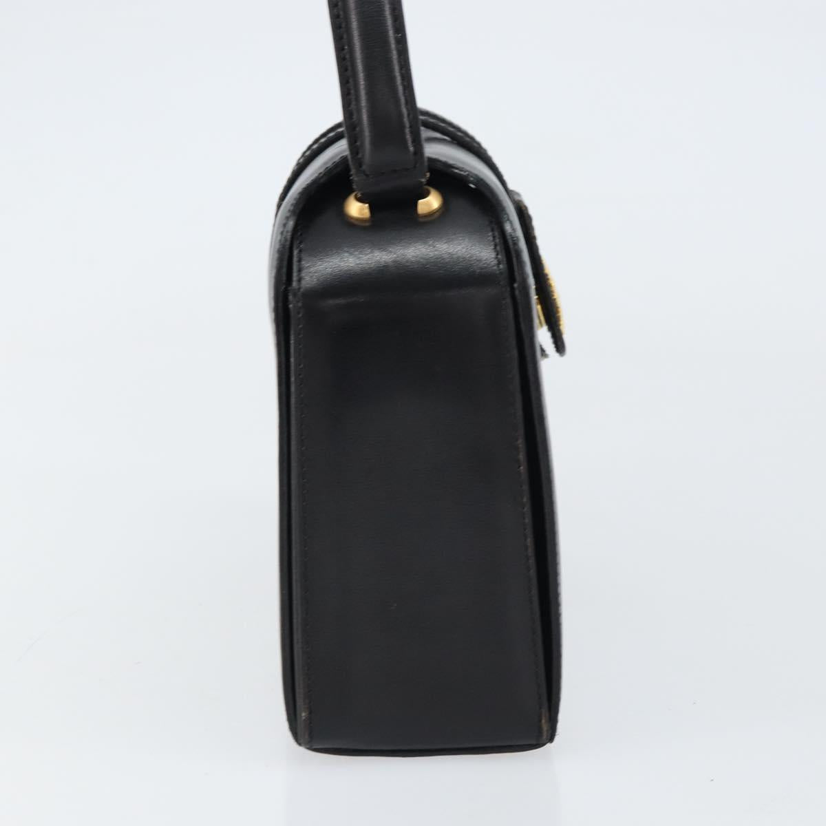 CELINE Hand Bag Leather Black Gold Auth SW1859